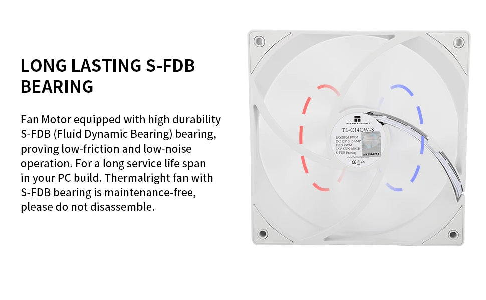 Thermalright 140mm Case Fan TL-C14/C14C/C14C-S/C14CW/C14CW-S CPU Cooling Fan ARGB 140mm Balance Fan Balance Performance Fan