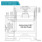 Original 0.96 inch oled IIC Serial Blue White Yellow OLED Display Module 128X64 I2C SSD1306 12864 LCD Screen Board For Arduino