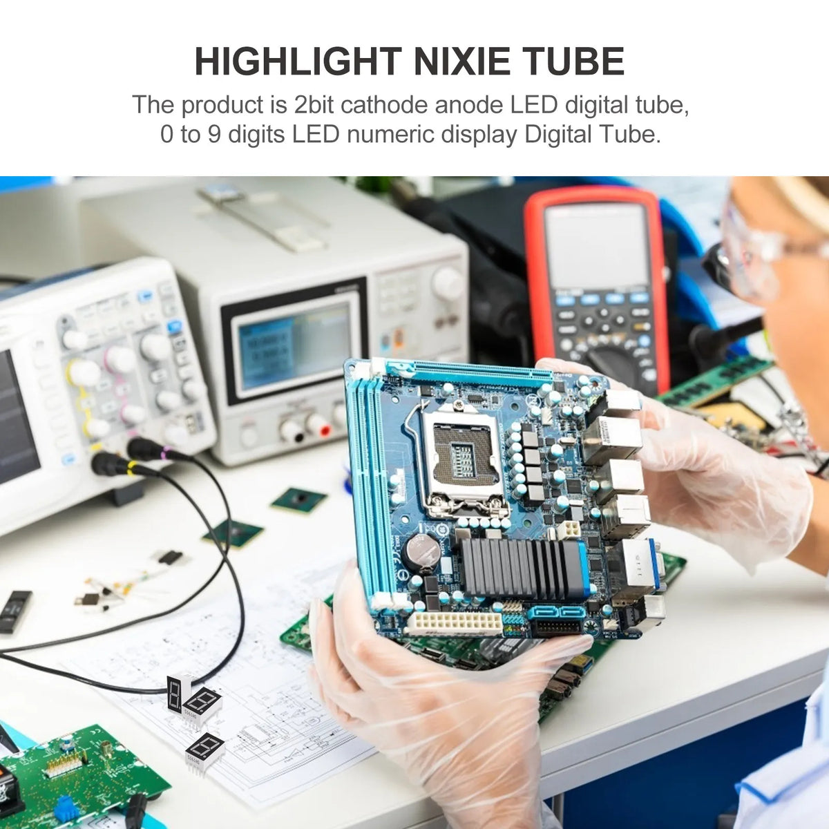 20Pcs Red LED Digit Tube Common 10-Pin 7 Segment 0.5 Inch Display Module High Reliability Display Module Drive Chip