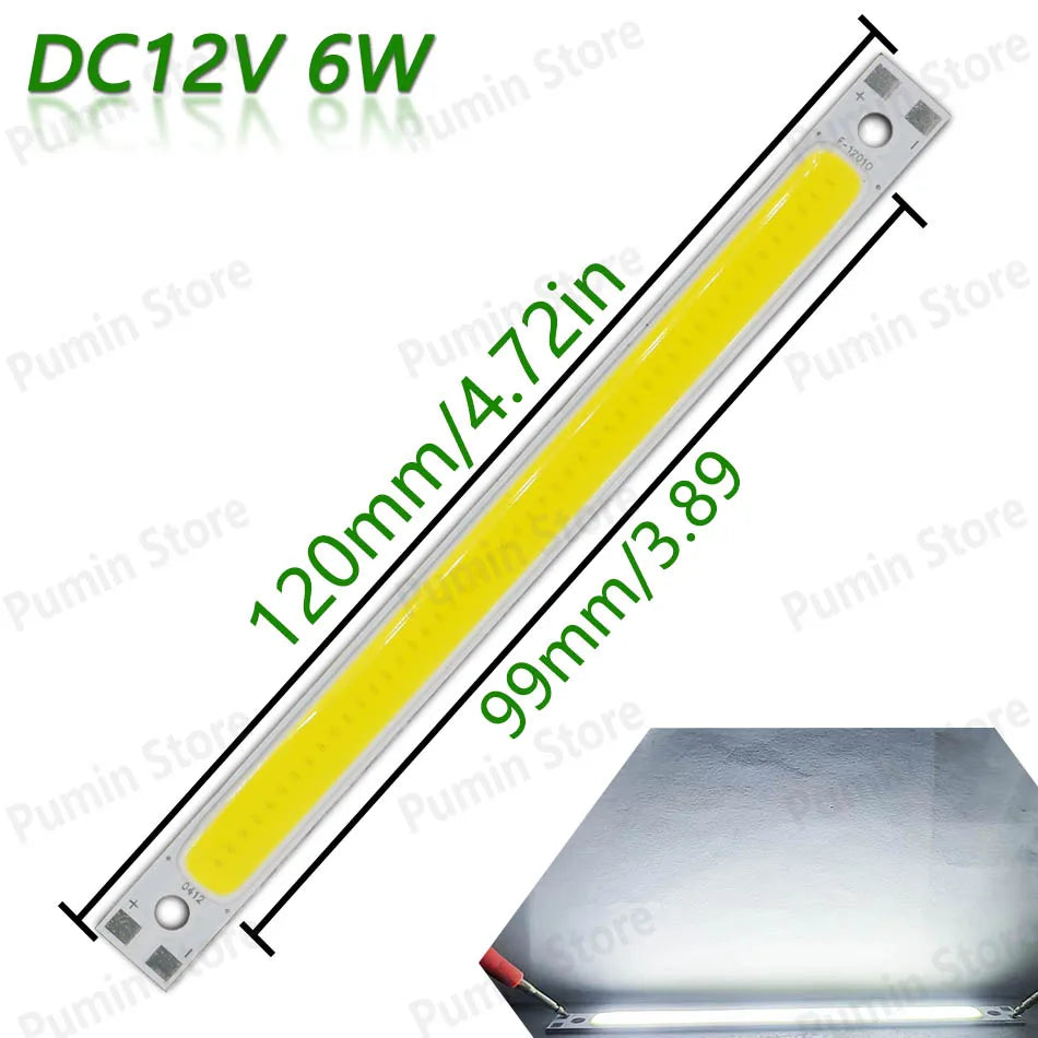 5pcs 12V COB LED Strip Light Bulb 120mm LED Chip Red Blue White Green Yellow For DIY Reading Light Staircase Kitchen Work Light