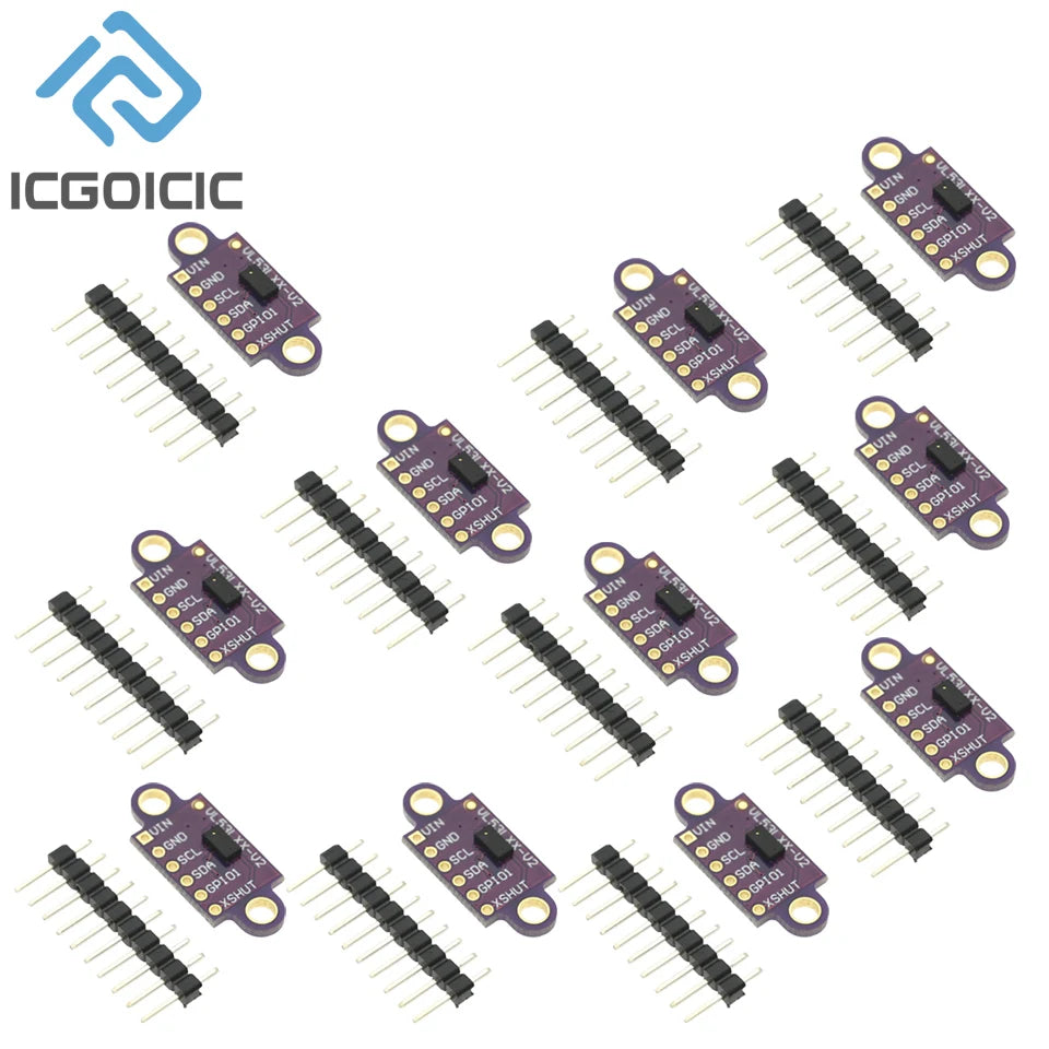 1-10PCS VL53L0X Time-of-Flight (ToF) Laser Ranging Sensor Breakout 940nm GY-VL53L0XV2 Laser Distance Module I2C IIC with Pin
