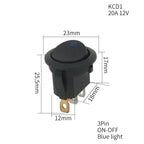 1PCS ON/OFF Round Rocker Switch LED illuminated Car 12V 24V / 6A 250V / 10A 125V 2/3/4PIN Switch 20MM