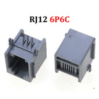 Cltgxdd 10pcs RJ11 RJ12 RJ45 Telephone Socket Curved Pin 4P4C 6P6C 8P8C Female Jack PCB Connector