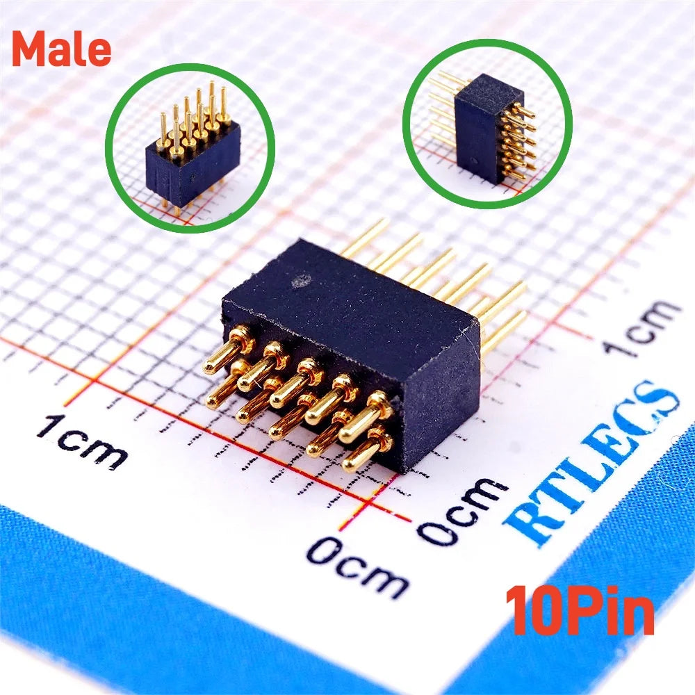 2 5 20 Pcs Spring Loaded 1.27 MM Pitch Pogo Pin Connector 2 5 6 8 10 Position Male Pad PCB Header Single Row Through Holes Probe