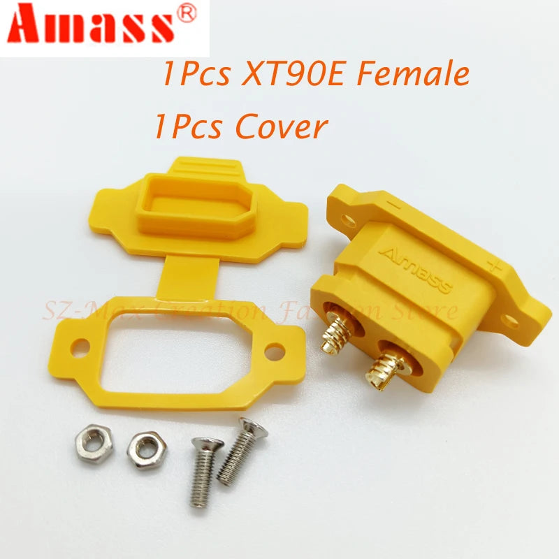 Original Amass XT90E-F Battery Connector XT90E Female Plug Gold-plated XT90 Mountable Connector Plug  Yellow Socket