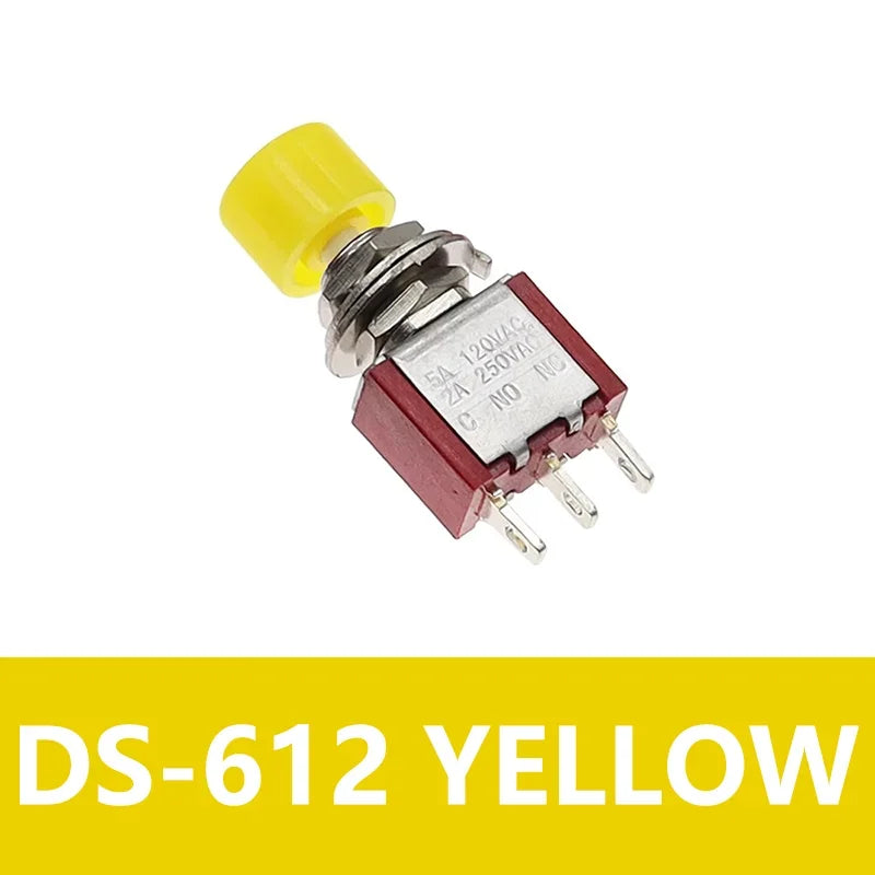 5/20/100PCS 6MM 3Pin C-NO-NC DS-612 Mini Momentary Automatic Return Push Button Switch ON-(ON) 2A250VAC/5A120VAC Toggle Switch