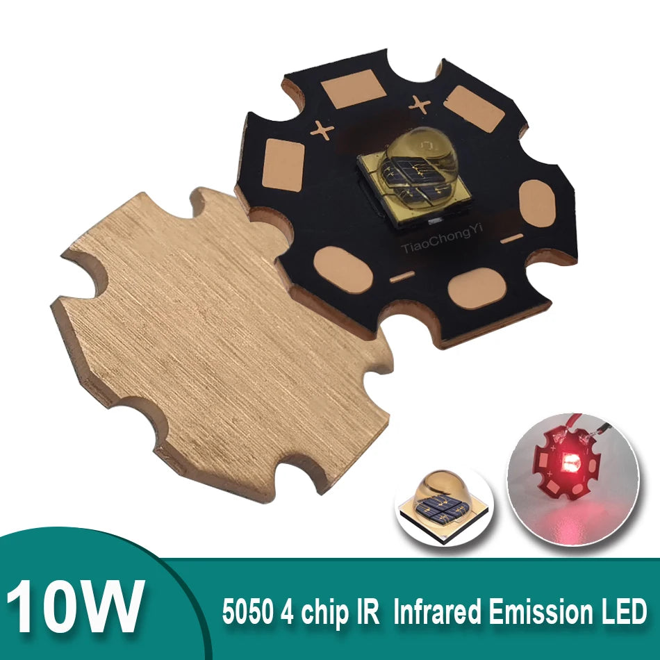 5050 LED IR Infrared 740nm 850nm 940nm 970nm10W High Power Chip Lamp Bead 4Chips DC2.8-3.8V 1.5A For DIY Night Vision Camera