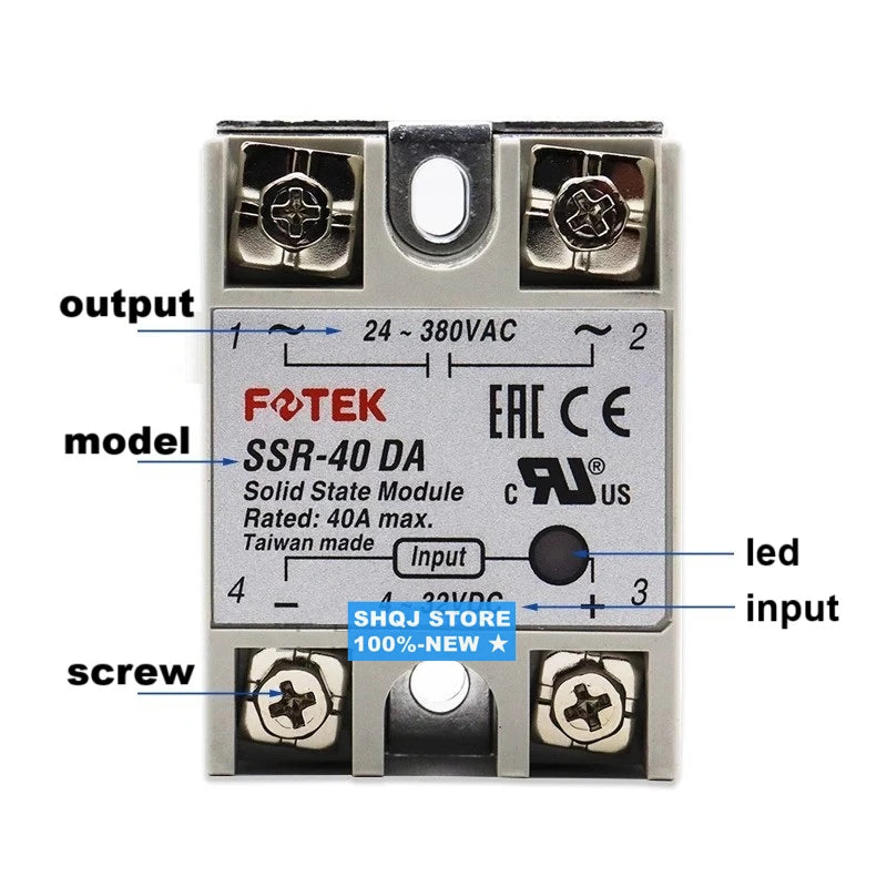 FOTEK 100%-NEW SSR-05DD SSR-10DA SSR-25AA SSR-40AA SSR-50 SSR-75 DA/DD/AA/VA/DA-H SSR Relay Original