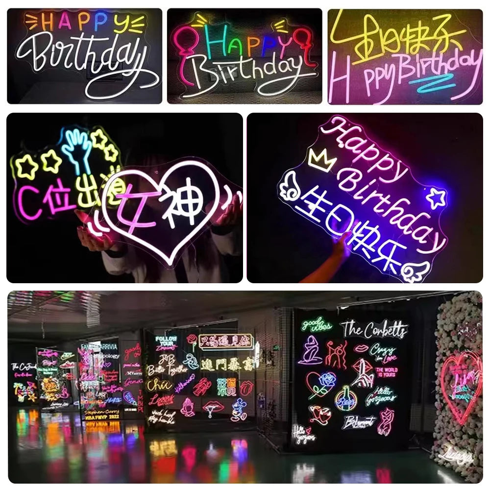 DC5V S Shape 2835 SMD LED Strip 6mm Width Bendable 120LED/m Flexible Foldable String Light DIY Neon Sign Letter 12Color 0.5m-10m