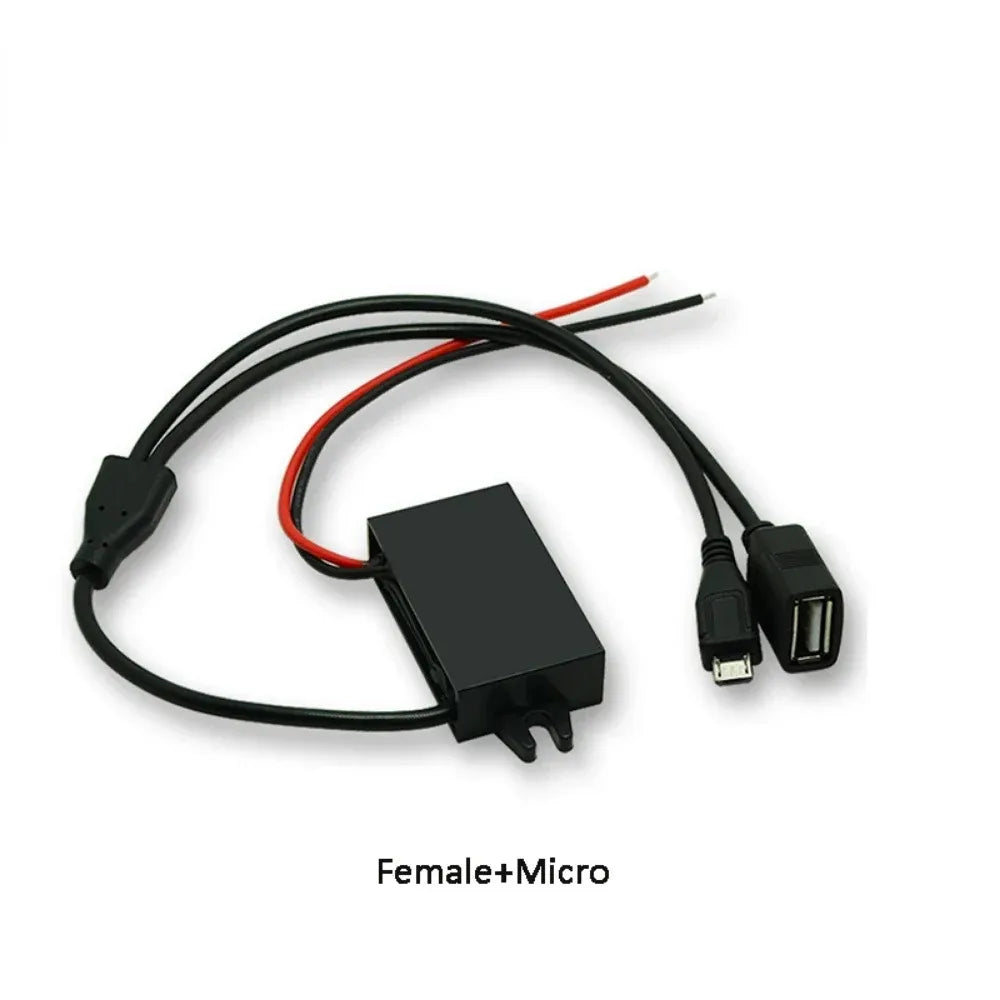 12V24V to 5V 3A Charging Converter DC to 12V to 5V Step Down Converter with Female/MICRO/TYPE C/MINI USB for Car Motorcycle