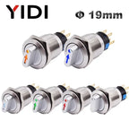 19mm 2 3 Position Metal Selector Rotary Switch Latching Push Button Switch SPDT with 12V LED Illuminated Switch 1NO1NC ON OFF