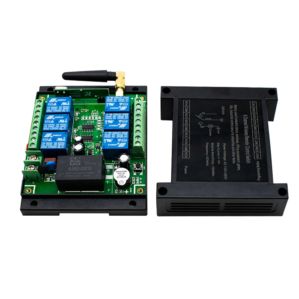 6/8CH Wireless Remote Control Switch AC 220V 100V-265V 10A Relay 6/8 Channels 433MHz Industrial Controller Receiver Transmitter
