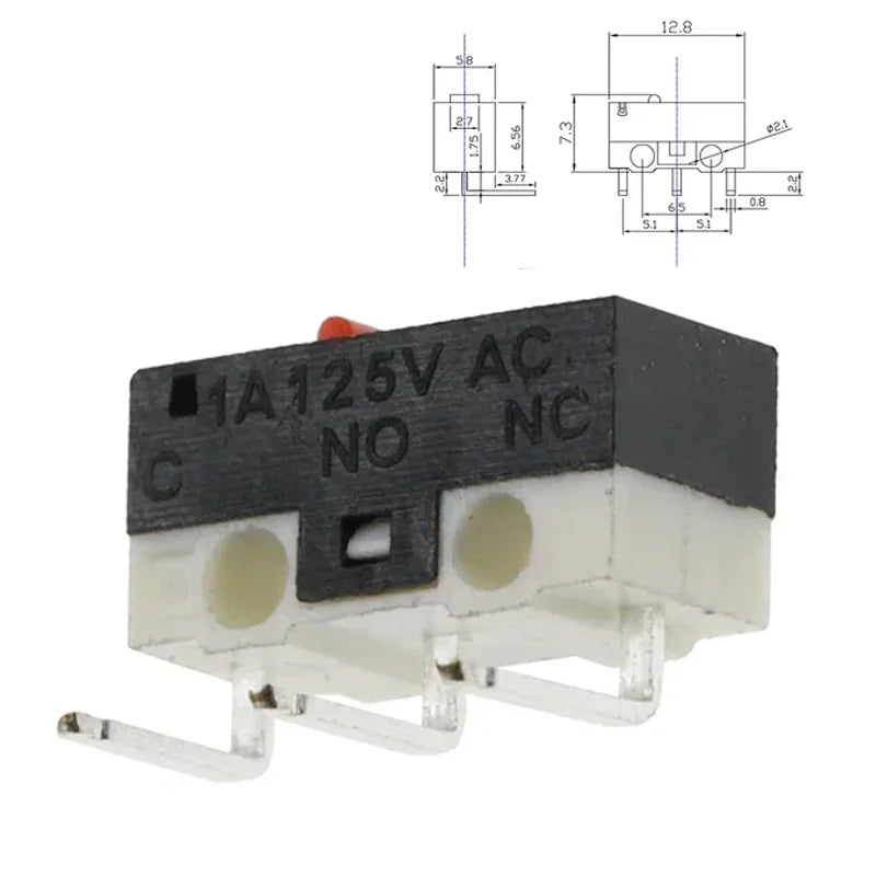20Pcs Micro Limit Switch 3Pins Long Handle Roller Lever Arm SPDT Momentary Push Button Switch for Mouse DIY Accessories