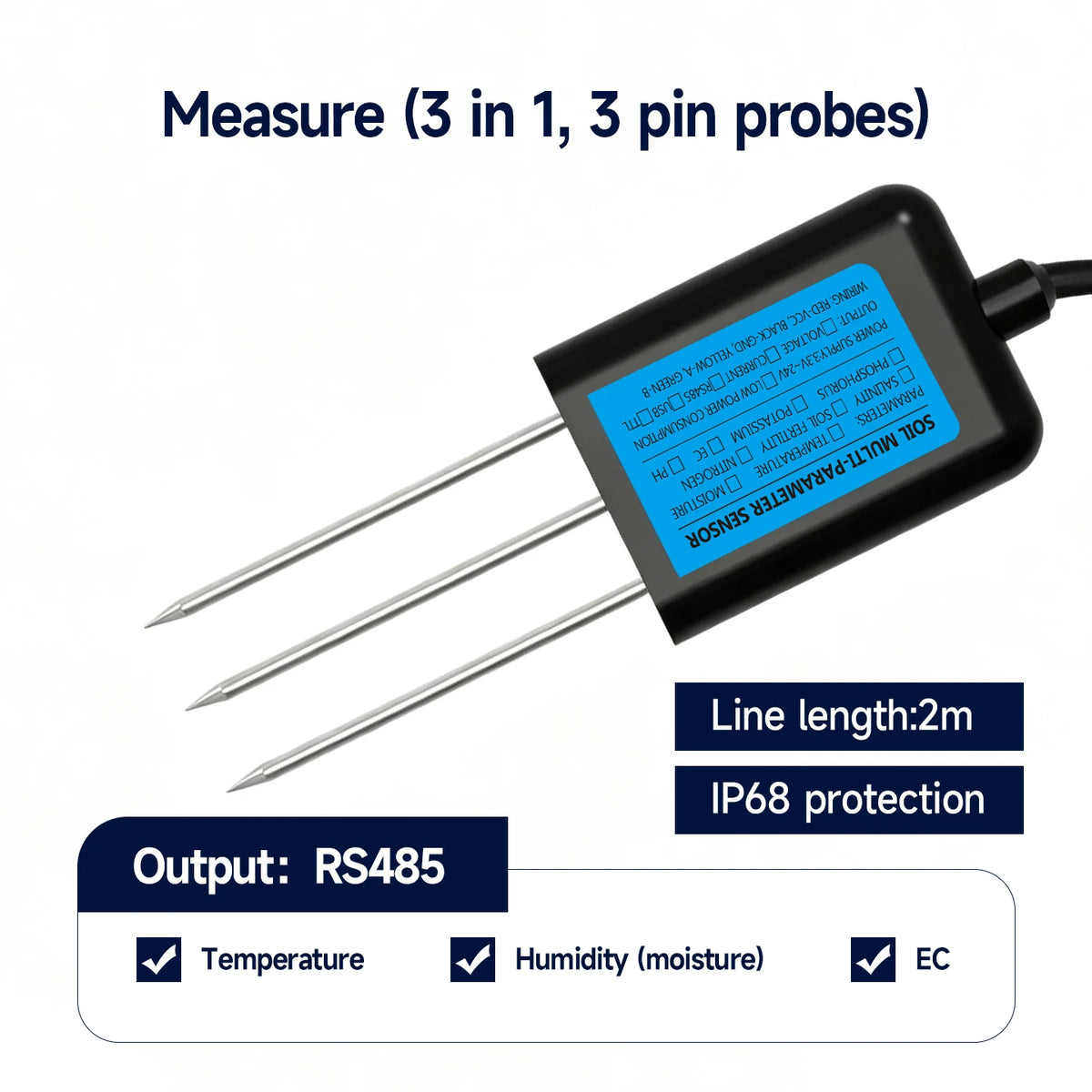High Precision Agriculture Soil Sensor Moisture Temperature Humidity EC PH NPK with Optional 4-20mA 0-5V RS485 Output
