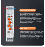 TORT7 Series 10-in-1 Multi-Function Time Relay | ON Delay / OFF Delay / Asymmetric Cycle / Pulse & Interval Timer, 0.1S–10D