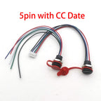 5Pin USB-C Connector With CC Pin Data Nut Snap Plate 4Pin With Wire 3A Waterproof USB Type C to PH2.0 Fast Charging Female Jack