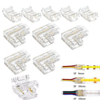 COB Led Strip Connector Light Strip Wire Connectors 2 3 4 Pin L-shaped For 5 8 10mm Width PCB Single Color RGB CCT Strip