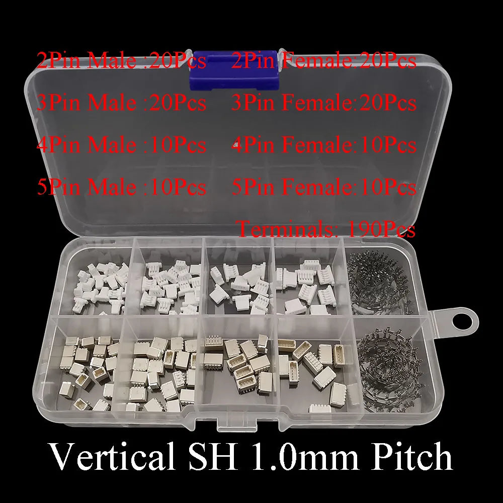 1Box SH 1.0MM/JST 1.25mm/ZH 1.5mm/PH 2.0mm/XH2.54mm/VH 3.96mm Male Plug Female Socket Housing Crimp Terminal Connector Kit