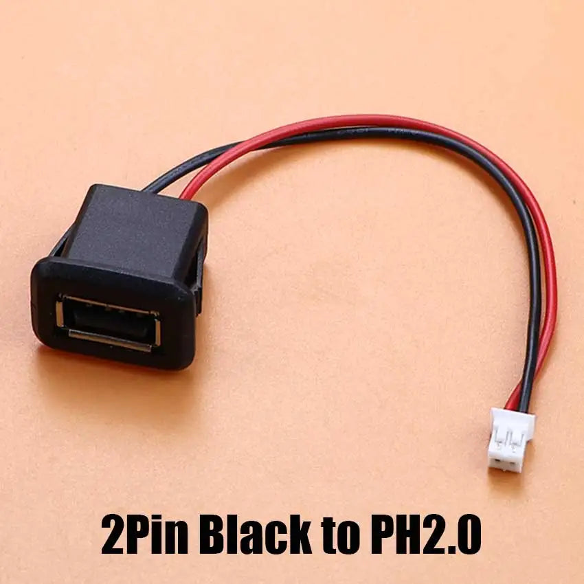 1/5pcs 2Pin 4Pin USB 2.0 Female Power Jack 2P 4P USB A Charging Port Connector With DIY Cable PH2.0 Terminal USB Charger Socket