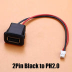 1/5pcs 2Pin 4Pin USB 2.0 Female Power Jack 2P 4P USB A Charging Port Connector With DIY Cable PH2.0 Terminal USB Charger Socket