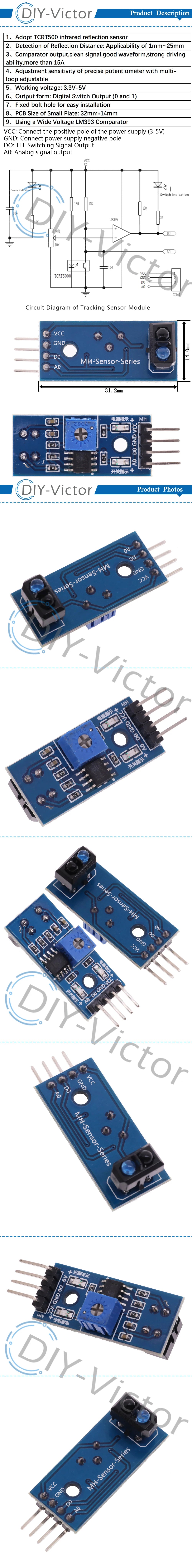 TCRT5000 Infrared Reflective Sensor IR Photoelectric Switch Barrier Line Track Module For Arduino Diode Triode Board 3.3v