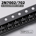 50~3000PCS 2N7002 N Channel MOSFET SOT-23 SMD 7002 702 Marking Code Small Signal Transistor FET Electronic Components