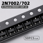 50~3000PCS 2N7002 N Channel MOSFET SOT-23 SMD 7002 702 Marking Code Small Signal Transistor FET Electronic Components
