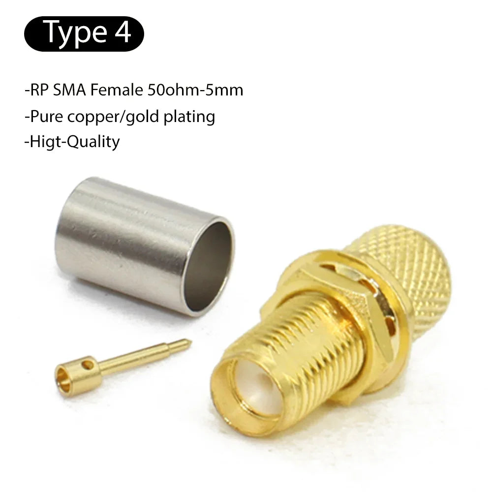 SMA RPSMA Male Plug Female Jack Crimp RF Coaxial Connector Bulkhead RP SMA 5D-FB 50-5 RG5 RG6 LMR300 Cable Wire Terminals 50ohm