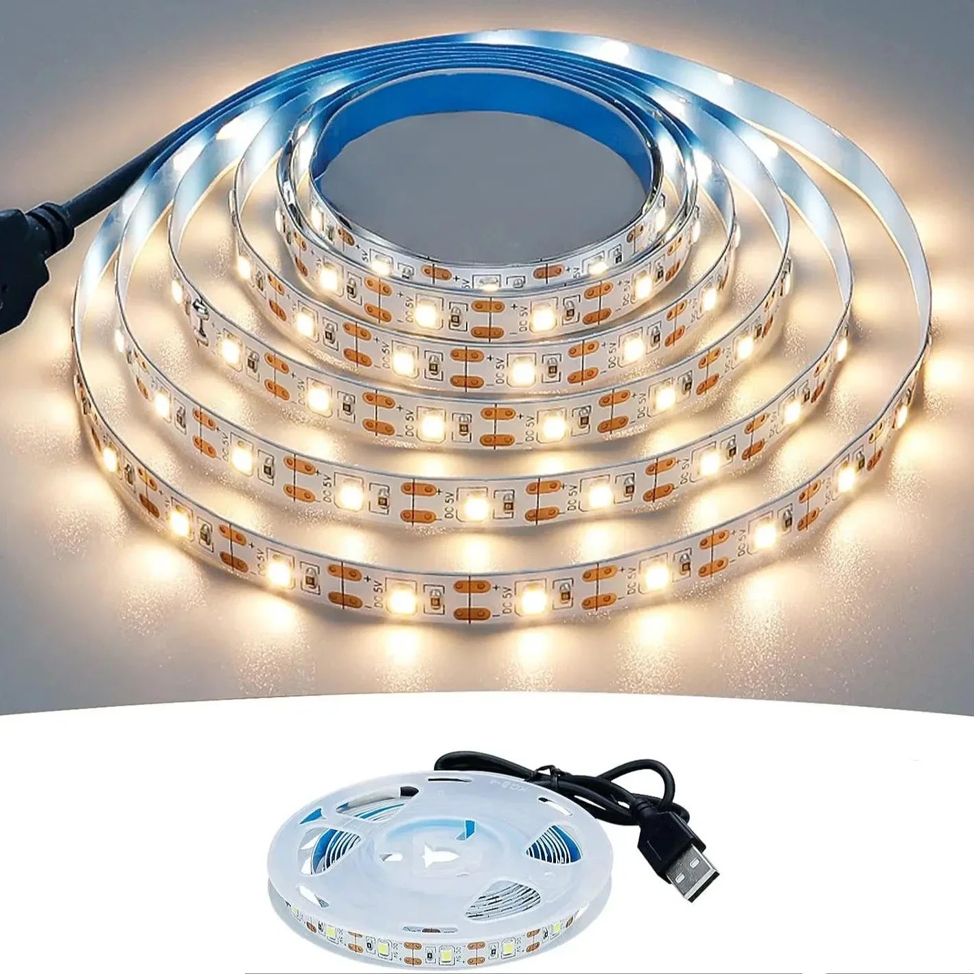 USB 5V LED Light Strips SMD2835 1M 2M 3M 5M White Warm White LED Strip Lights for TV Backlights Home Decor Tape Ribbon Lighting