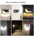 1-4PCS Solar LED Wall Light,100 LED Outdoor Motion Sensor Lights Waterproof Solar Wall Lamp for Garden Fence Yard Pathway Stairs