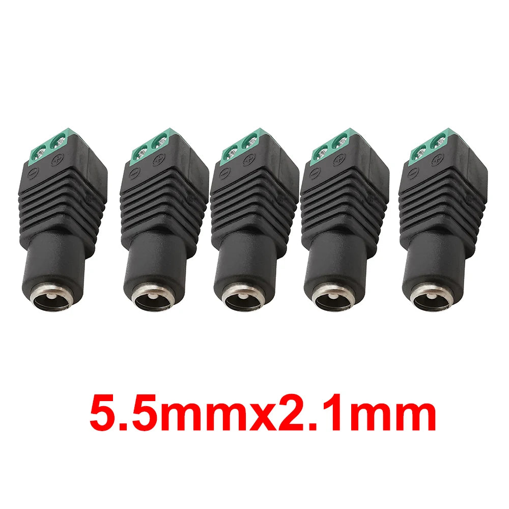 5/10Pcs 5.5 x 2.1mm 5.5 x 2.5mm DC Power Male Female Plug Jack Connector Adapter For 3528 5050 LED Strip Light Camera