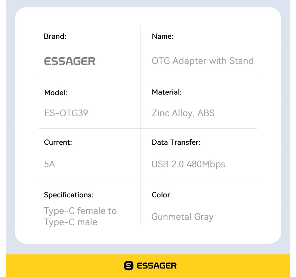 Essager Dual Type C Foldable Elbow Bracket 240W Charging Adapter 2-in-1 Converter for iphone 17 16 15 Huawei Xiaomi Samsung Oppo