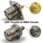 UHF to SMA Connector SO239 PL259 Male Plug & Female Jack 4Hole Flange RF Adapter Straight Brass for CB Radio/Walkie Talkie