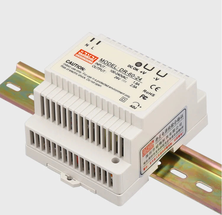 DR-60W Output 5V 12V 15V24V DIN Rail Switching Power Supply 24V DC 220V to 12V Transformer 5V Module Power Supply Box