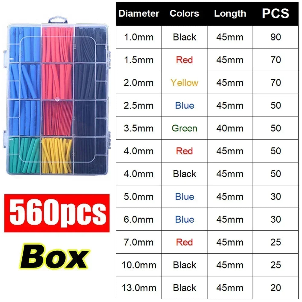 Heat Shrink Tubes Set Retractable Heat Pipe Electric Wire Sheath Thermoretractile Case Tube Line Bar Heat Shrink Tubing