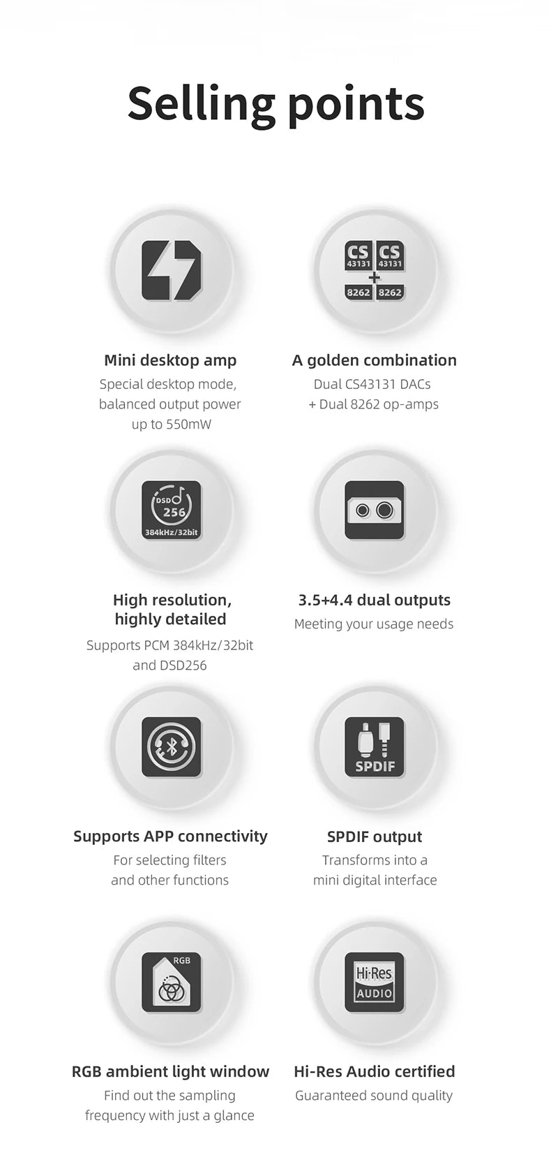 FiiO KA13 Dual CS43131 Portable DAC Amplifier for IOS/Android 3.5mm and 4.4mm Balanced Output, 550mW high Power