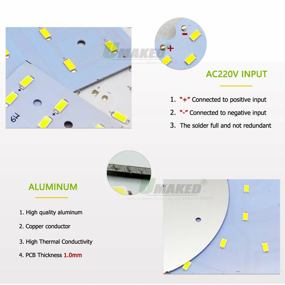 2PC LED Downlight PCB Plate 9W 12W 18W 24W Round Shape Lighting Source Panel 300mA SMD5730 For High Power Sport Lamp Replace DIY