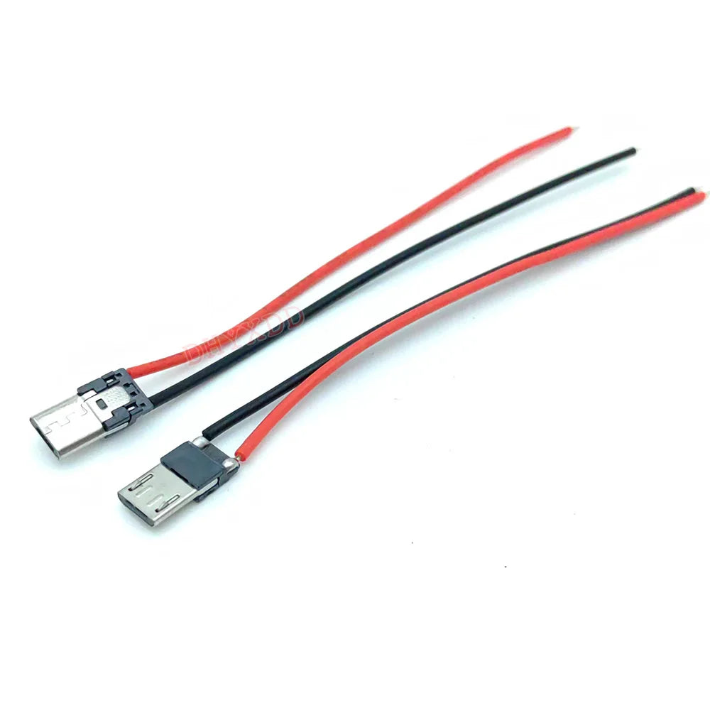 10pcs 2P Micro USB Male JACK 2Pin Welding Wire Male Connector Straight For Mobile Phone Charging Port Charging Socket