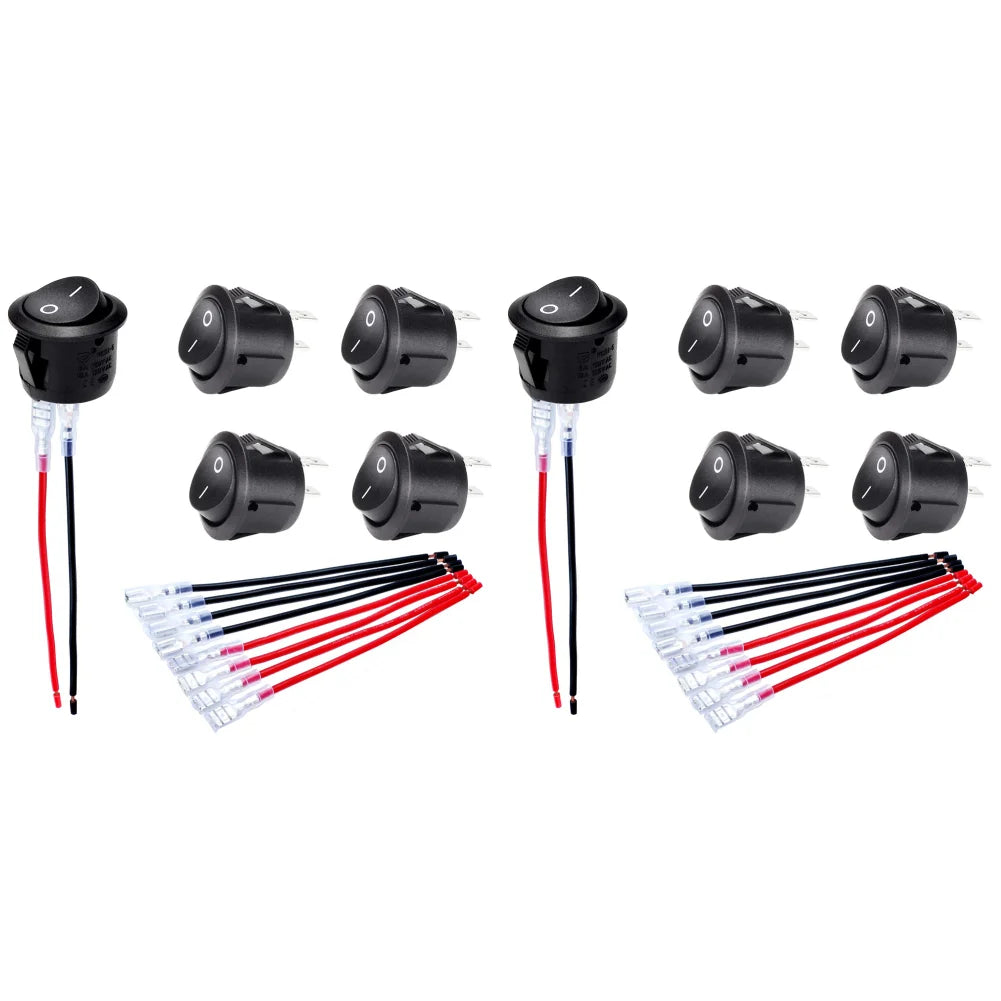 5/10PCS ON/Off Round Rocker Switches SPST 20mm Mini 12 Volt DC Mini Circle Toggle Switch 12V for Car Automotive RV 2 Pin