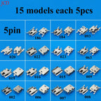 Universal Dropship 15Model Micro USB 5Pin Jack Connector V8 Port Horn Charging Socket for Lenovo Huawei ZTE HTC Etc.