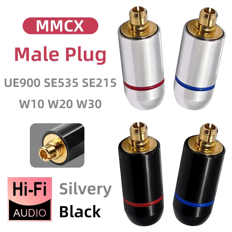 MMCX Male Plug Earphone Headphone Jack MMCX Connector for UE900 SE535 SE215 W10 W20 W30 DIY Accessories Black/Silvery
