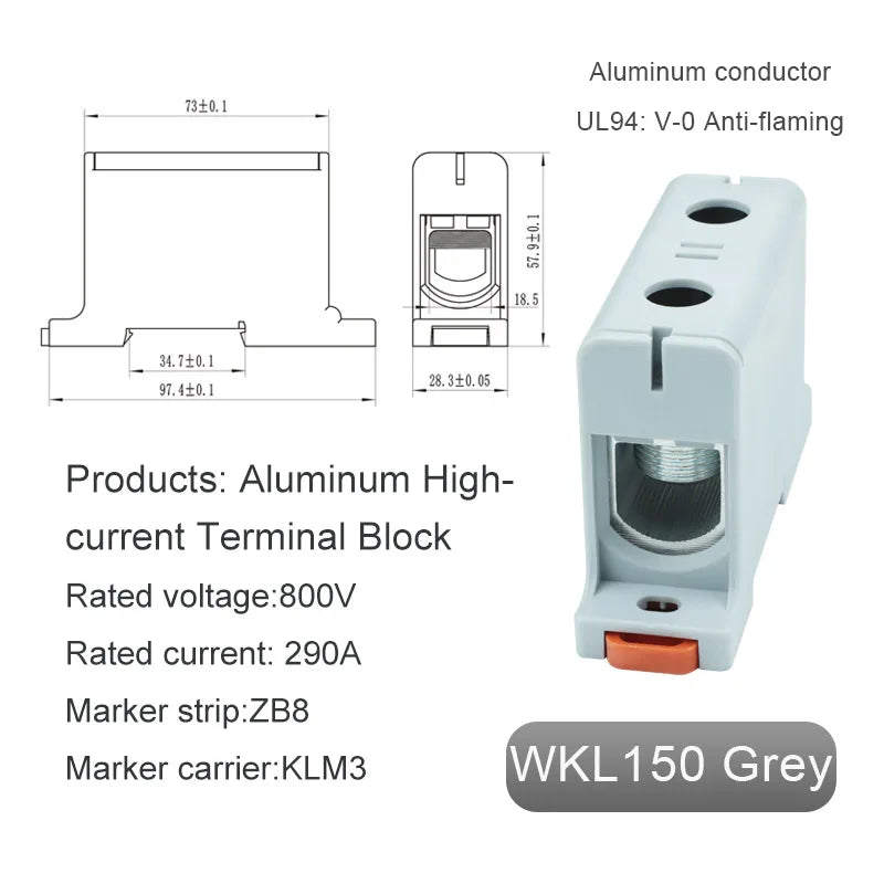 Aluminum Power Distribution Block WKL 50/95/150/240 mm² Cable Connector Din Rail Terminal Block Box WKL50/WKL95/WKL150/WKL240