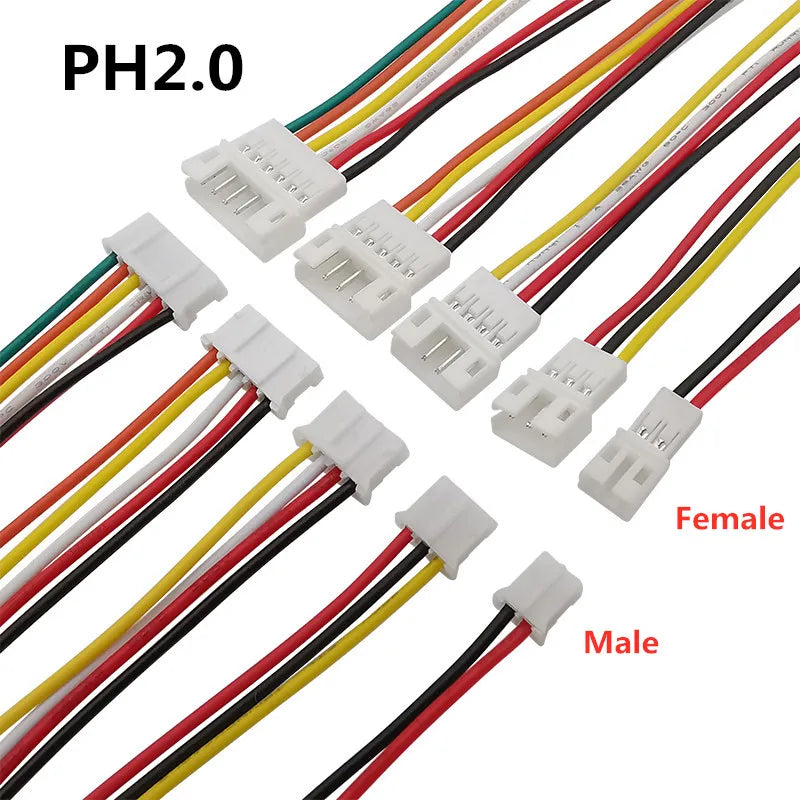 JST 1.25 Male Female Wire Connector PH2.0/MX2.0/SM2.54/XH2.54 Pitch 1.25/2.0/2.54mm 2P 3P 4P 5P 6P JST Plug Jack Terminal Cable