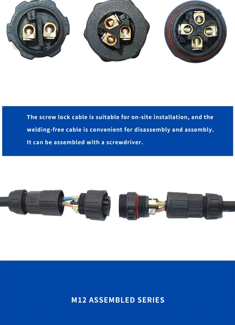 Waterproof M16 2 3 4 5Pin 6 7 8 9 Pin Cable Connector Outdoor IP68 Screw/Welding Male Female Wire Power Aviation Plug Connector
