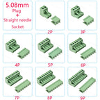 10PCS 2.54/3.81/5.08MM 2EDG 15EDG 2/3/4/5/6/7/8 Pin Screw Terminal Block Connector Pitch Plug+Straight/Curved Needle Pin Socket