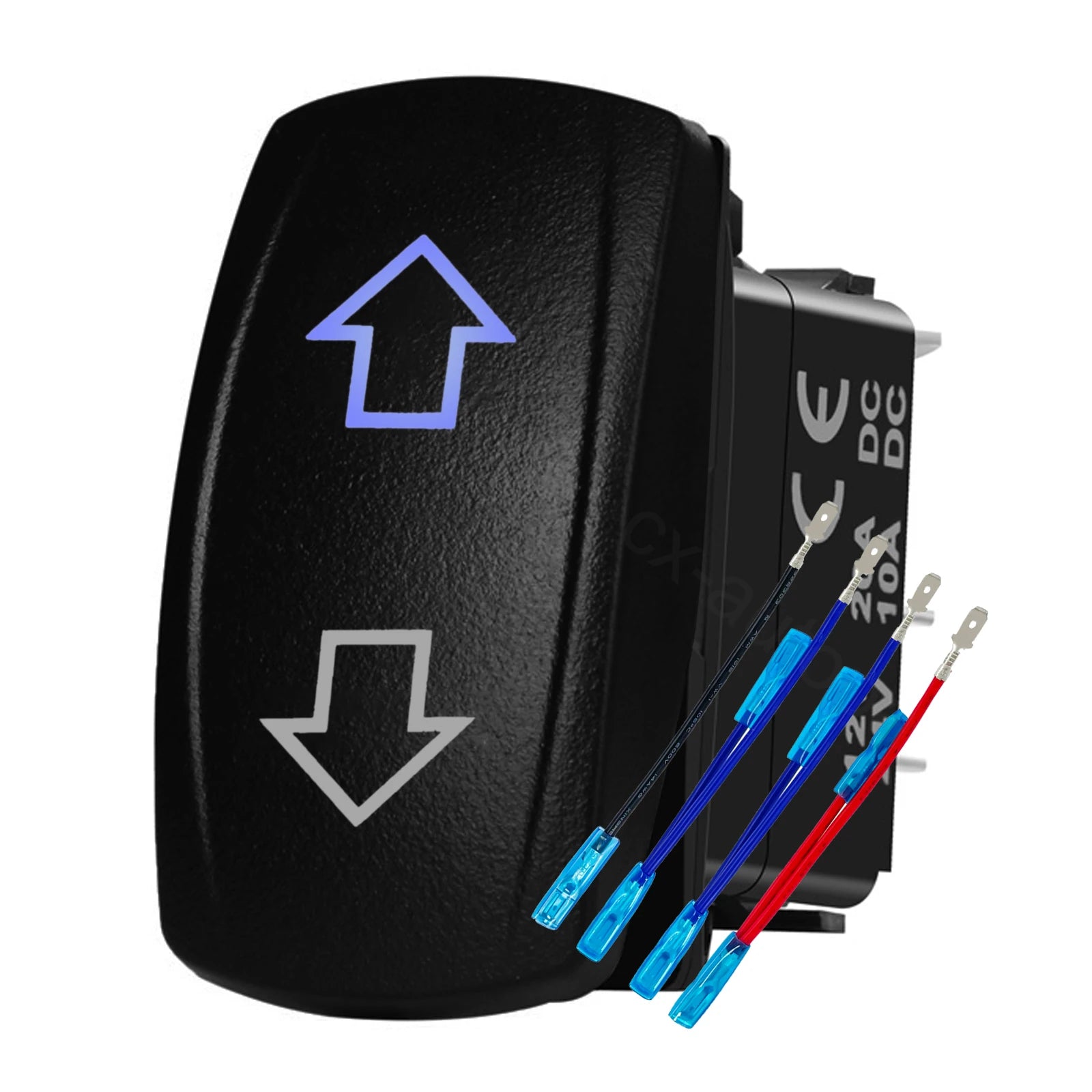 12V 24V Boat Trim Tabs Switch (ON)-OFF-(ON) Momentary Rocker Switch Waterproof Blue Light ON-OFF Toggle Switch With Harness
