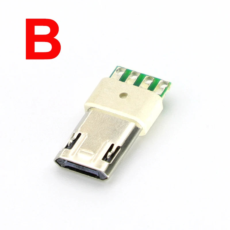 5/10PCS Micro USB 5Pin Male Plug With PCB Solder Plate Double-sided Micro 5P Connector Jack Port 4Pin Welding Wire Board Plug