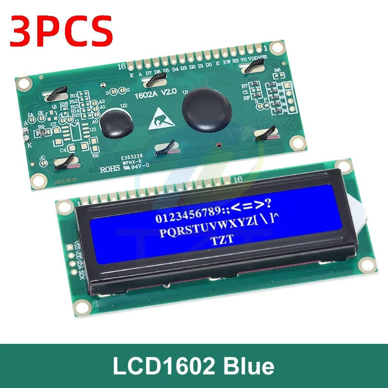 DIYTZT 1/3PCS LCD1602 1602 module Blue green screen 16x2 Character LCD Display Module HD44780 Controller blue blacklight