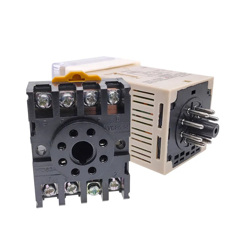 DH48S-S 12V Time Relay 220VAC 24VDC Repeat Cycle SPDT with Socket DH48S Series Delay Timer with Base