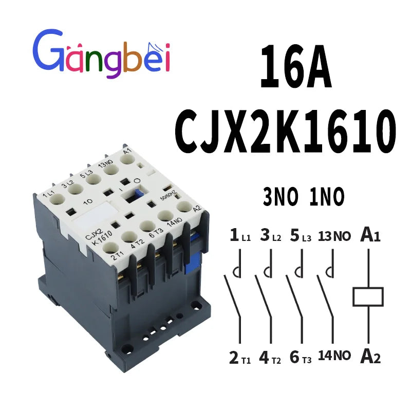 Mini AC Contactor, CJX2-K0910, K0901, K1210, K1201, K1610, 3main 1NO/3main 1NC Coil Voltage,230V, 50Hz,60Hz,9A,12A,16A 110V,24V